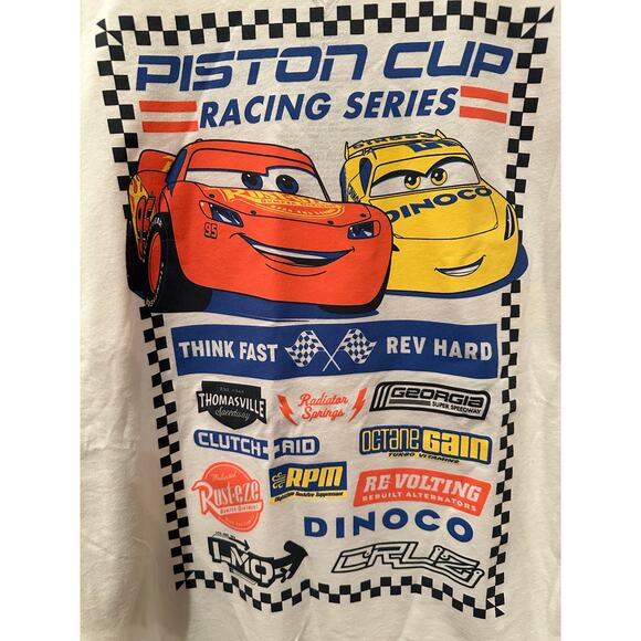 NWOT Disney Pixar Cars Piston Cup Lightening McQueen and Cruz Ramirez Tee M - Picture 4 of 4